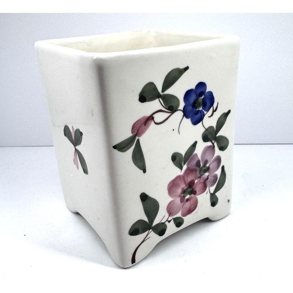 Jay Willfred Hand Painted Floral Ceramic Square Planter Cachepot 4 Inch